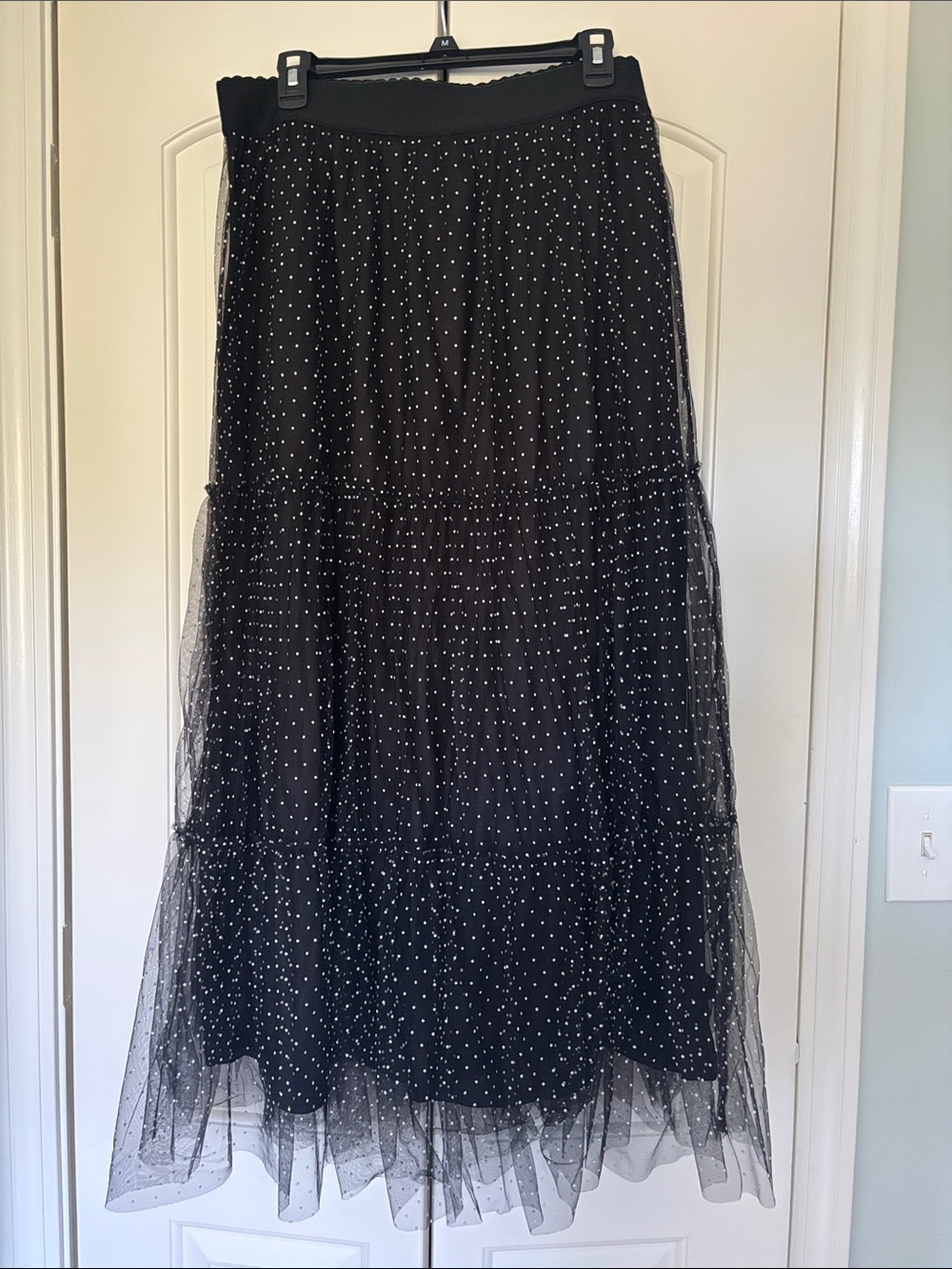 Daniel Rainn Black Polka Dot Maxi Tulle Skirt